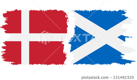 Scotland and Denmark grunge flags connection vector 131492320