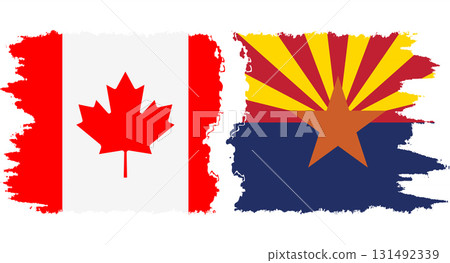 Arizona and Canada grunge brush flags connection, vector 131492339