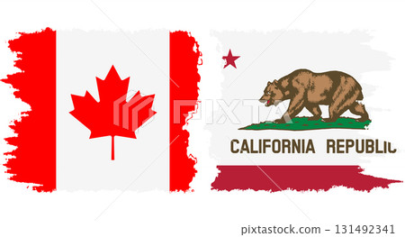 California and Canada grunge brush flags connection, vector California and Canada grunge brush flags connection, vector 131492341