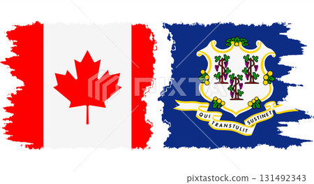 Connecticut and Canada grunge brush flags connection, vector Connecticut and Canada grunge brush flags connection, vector 131492343