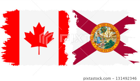 Florida and Canada grunge brush flags connection vector 131492346
