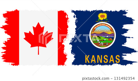 Kansas and Canada grunge brush flags connection vector Kansas and Canada grunge brush flags connection vector 131492354