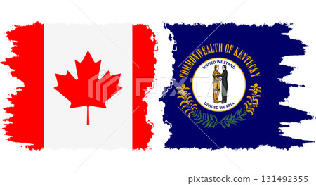 Kentucky and Canada grunge brush flags connection vector 131492355