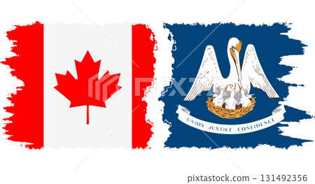 Louisiana and Canada grunge brush flags connection vector 131492356