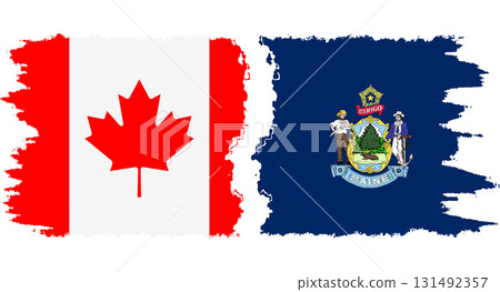 Maine and Canada grunge brush flags connection vector 131492357