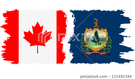 Vermont and Canada grunge brush flags connection vector 131492384