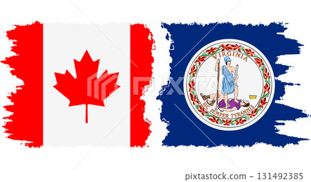 Virginia and Canada grunge brush flags connection vector 131492385