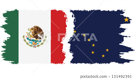 Alaska and Mexico grunge brush flags connection, vector Alaska and Mexico grunge brush flags connection, vector 131492391