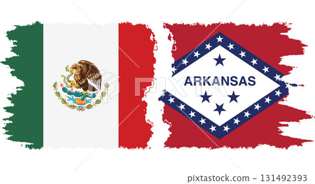 Arkansas and Mexico grunge brush flags connection, vector Arkansas and Mexico grunge brush flags connection, vector 131492393
