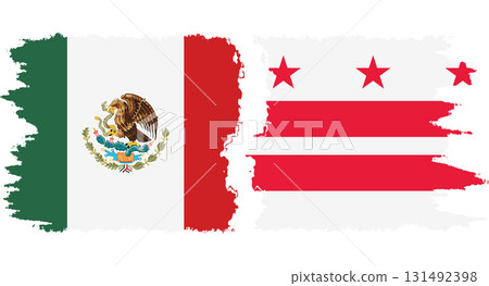 District of Columbia USA - Washington, DC and Mexico grunge brush flags connection vector 131492398