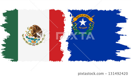 Nevada and Mexico grunge brush flags connection vector 131492420