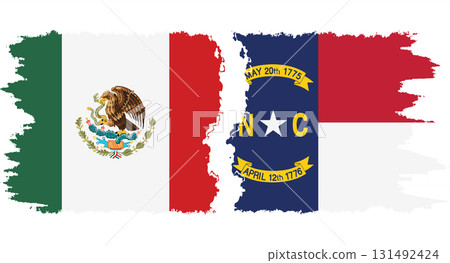 North Carolina and Mexico grunge brush flags connection vector North Carolina and Mexico grunge brush flags connection vector 131492424