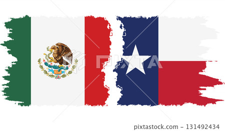 Texas and Mexico grunge brush flags connection vector Texas and Mexico grunge brush flags connection vector 131492434