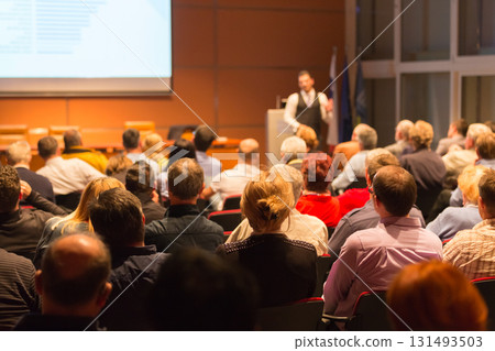 Speaker at Business Conference and Presentation. Audience at the conference hall. Business and Entrepreneurship. 131493503