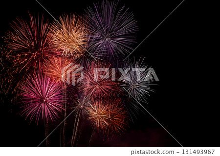 Fireworks display with a black background 131493967