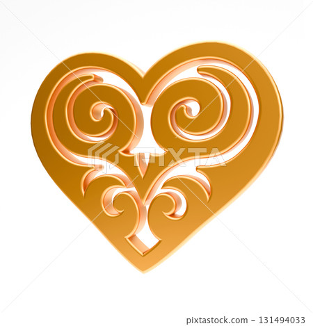 Golden heart with ornament 2-5 131494033