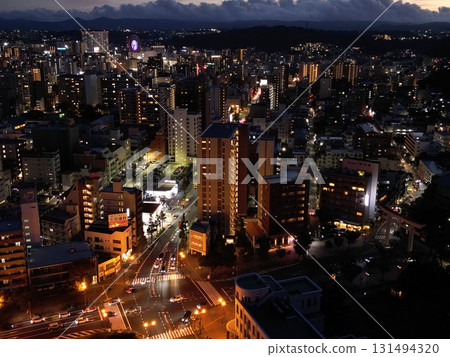 鹿兒島市國道3號線沿線東千國町的夜景 131494320