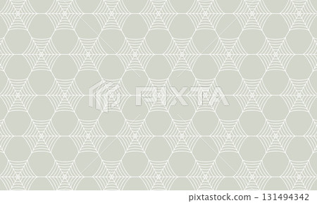 Rough horizontally connected hexagonal spider web grid lines 131494342