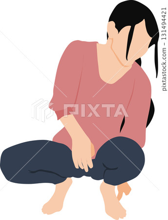 Illustration of a woman squatting Illustration of a woman squatting 131494421