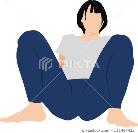 Illustration of a woman squatting 131494422