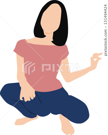 Illustration of a woman squatting 131494424
