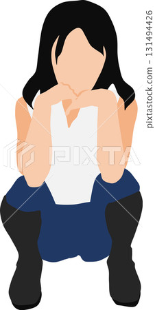 Illustration of a woman squatting 131494426