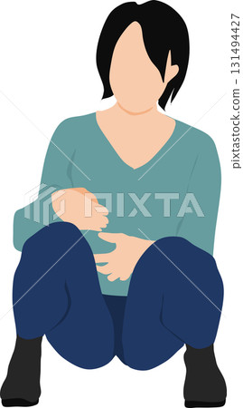 Illustration of a woman squatting Illustration of a woman squatting 131494427