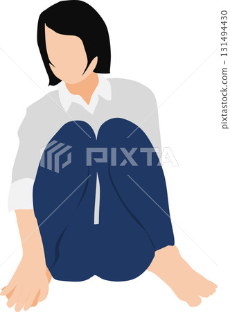 Illustration of a woman squatting 131494430