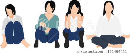 Illustration of a woman squatting Illustration of a woman squatting 131494431