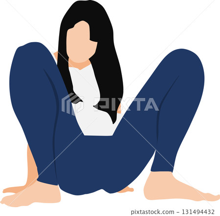 Illustration of a woman squatting 131494432