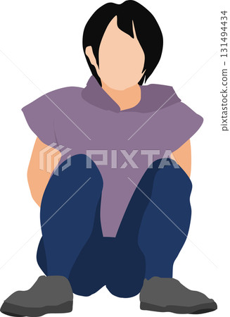 Illustration of a woman squatting 131494434