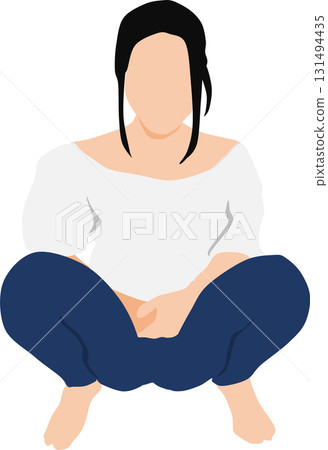 Illustration of a woman squatting 131494435
