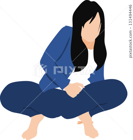 Illustration of a woman squatting 131494446
