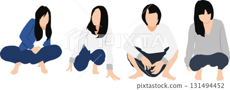 Illustration of a woman squatting 131494452
