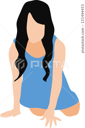 Illustration of a woman squatting 131494453