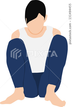 Illustration of a woman squatting Illustration of a woman squatting 131494455