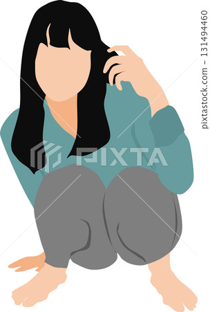 Illustration of a woman squatting Illustration of a woman squatting 131494460