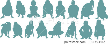 Illustration of a woman squatting Illustration of a woman squatting 131494464