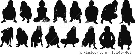 Illustration of a woman squatting 131494465