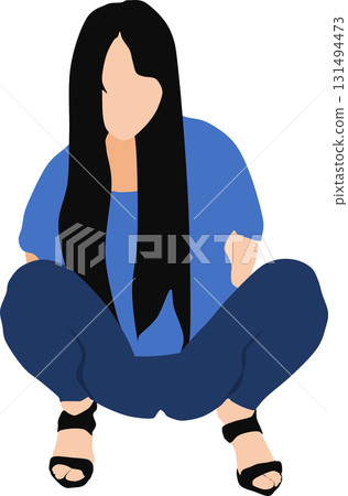 Illustration of a woman squatting 131494473