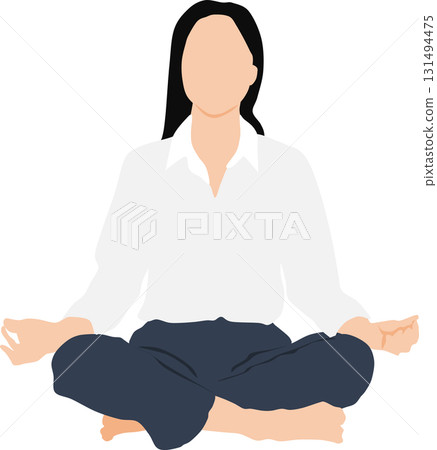 Illustration of a woman squatting 131494475