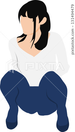 一名婦女蹲著的插圖 一名婦女蹲著的插圖 131494479