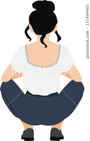 一名婦女蹲著的插圖 131494483