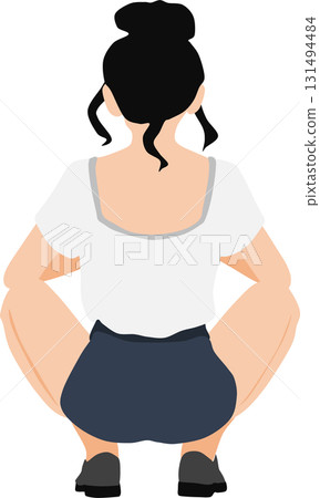 一名婦女蹲著的插圖 131494484