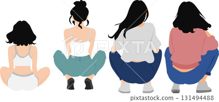 Illustration of a woman squatting 131494488