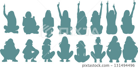 Illustration of a woman squatting 131494496