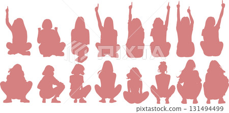 Illustration of a woman squatting 131494499