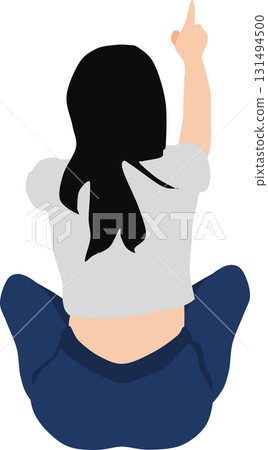 Illustration of a woman squatting 131494500