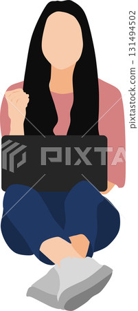 Illustration of a woman squatting 131494502