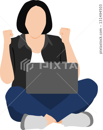 Illustration of a woman squatting 131494503
